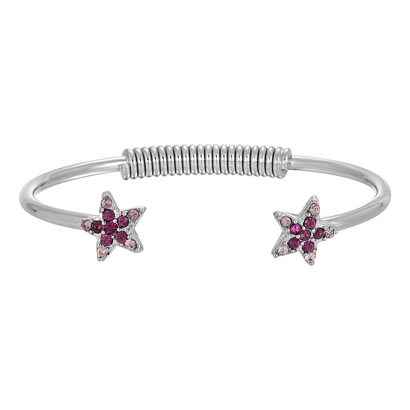 1928 Silver Tone Simulated Crystal Star Spring Bracelet, Womens, Purple
