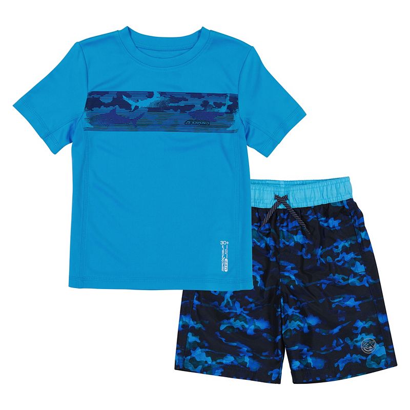 Boys 4-20 ZeroXposur Marine Sun Top & Shorts Swim Set, Boys, Size: Small, 