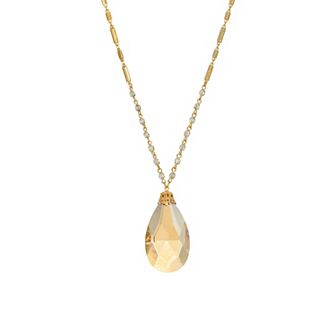 1928 Gold Tone Large Gold Briolette Pendant Necklace