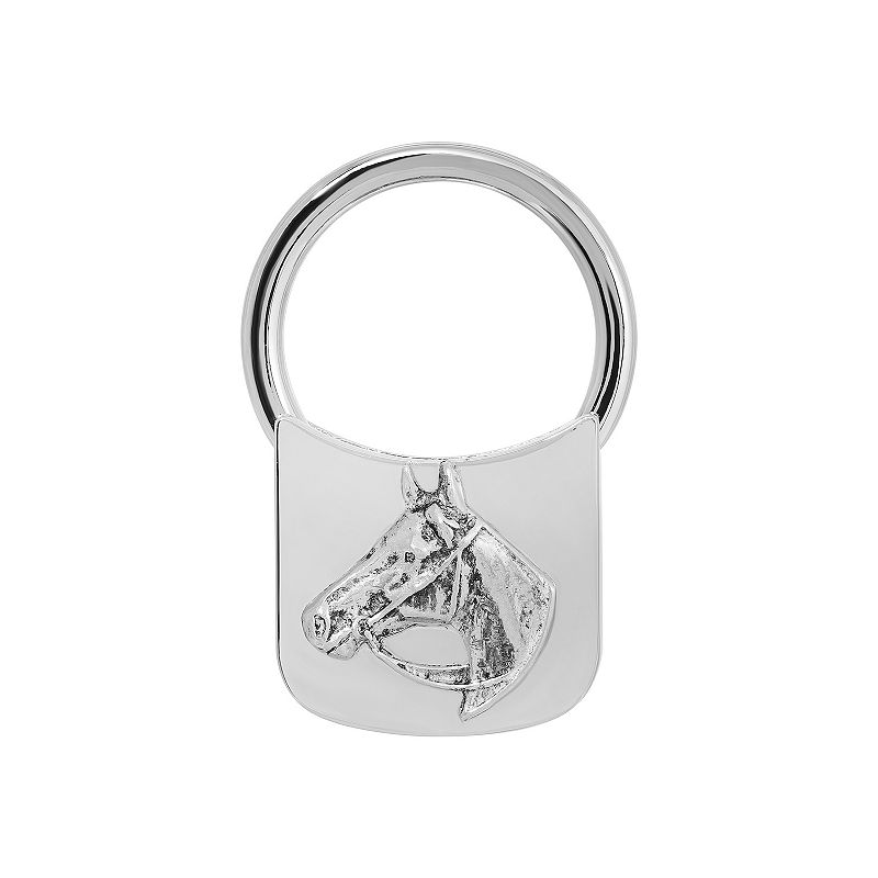 1928 Silver Tone Horse Head Key Fob, Grey