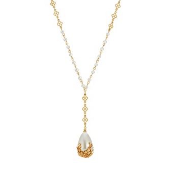 1928 Gold Tone Simulated Pearl Y-Necklace