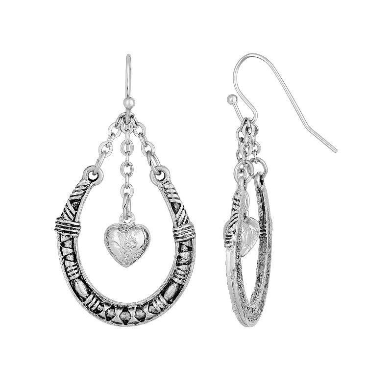 44182976 1928 Silver Tone Pewter Horseshoe with Hanging Hea sku 44182976