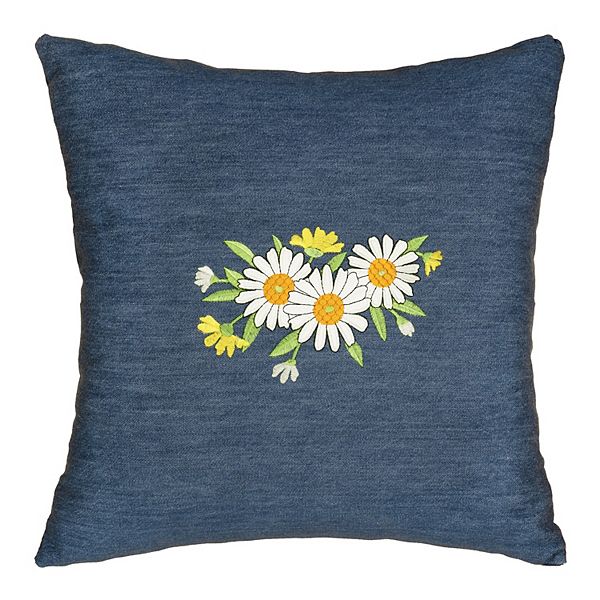 Linum Home Textiles Daisy Denim Decorative Square Throw Pillow Cover