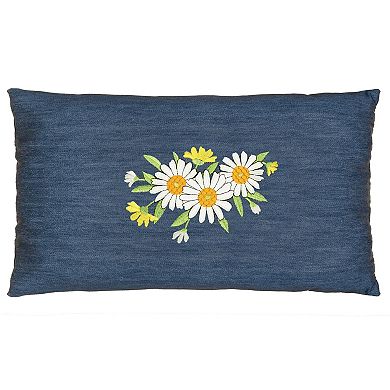 Linum Home Textiles Daisy Denim Decorative Square Throw Pillow Cover