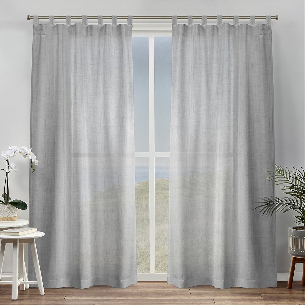 Exclusive Home Set of 2 Bella Sheer Tab Top Window Curtain Panels