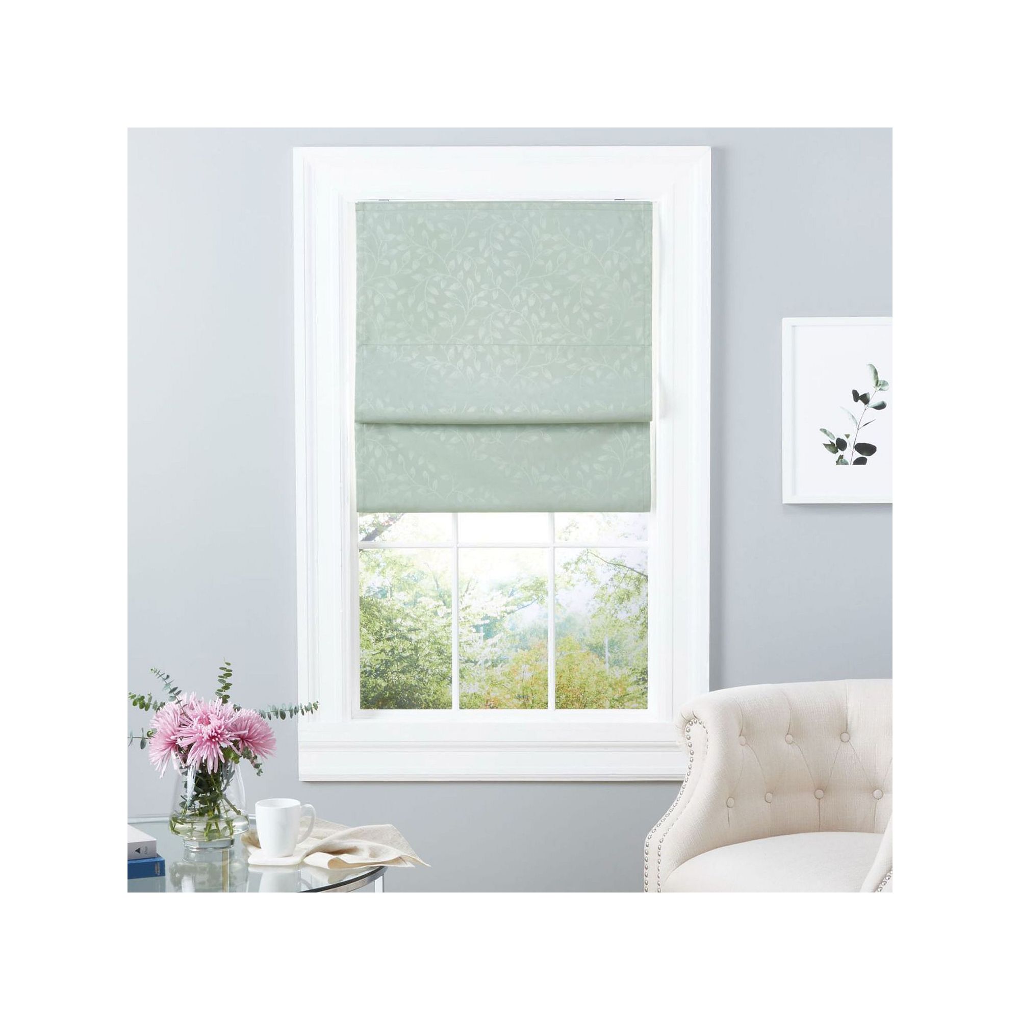 Exclusive Home Bolan Botanical Total Blackout Roman Shade, Green