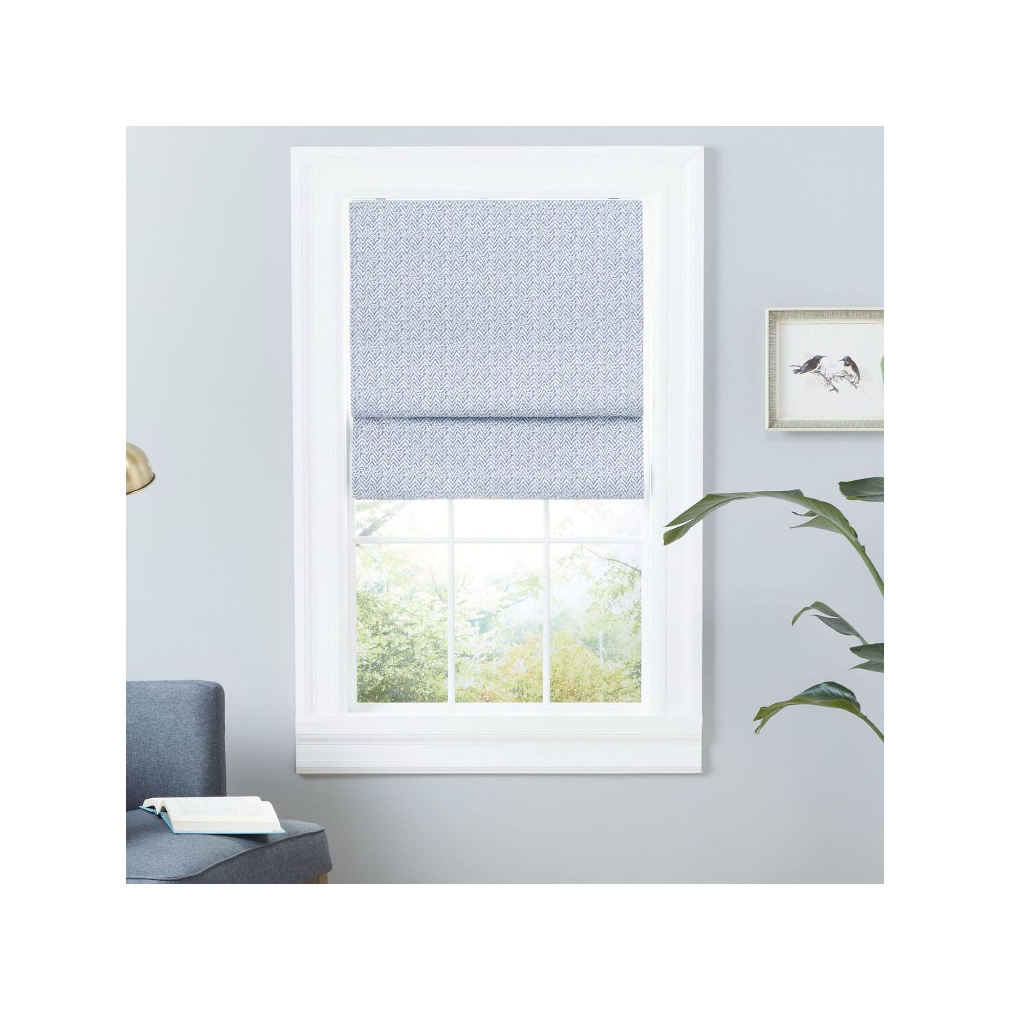 Exclusive Home Esme Total Blackout Roman Shade, Grey Blue