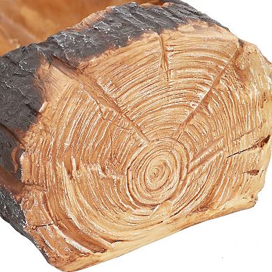 Sunnydaze 35 In Polyresin Rustic Outdoor Raised Log Flower Pot Planter