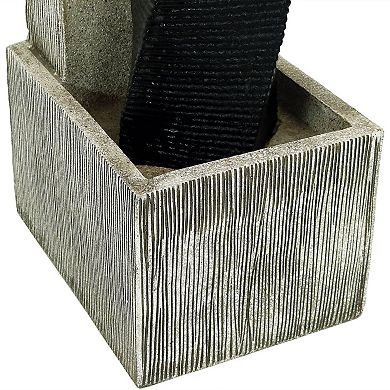 Sunnydaze Modern Artistry Outdoor Water Fountain With Led Lights - 35 In