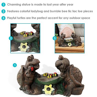 Sunnydaze Tic Tac Toe Turtles Outdoor Statue - 7.5 In