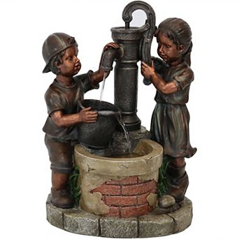 Sunnydaze Jack and Jill at Water Pump and Well Water Fountain - 24 in