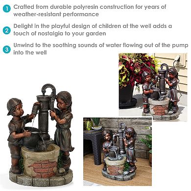 Sunnydaze Jack and Jill at Water Pump and Well Water Fountain - 24 in
