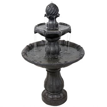 Sunnydaze Resin Outdoor 2 tier Solar Water Fountain with Battery