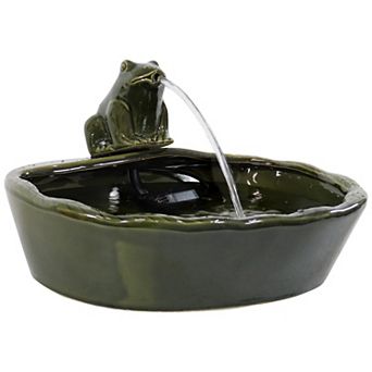 Sunnydaze Frog Glazed Ceramic Outdoor Solar Water Fountain - 7 in