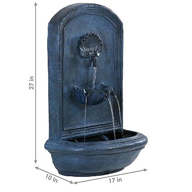 Sunnydaze Seaside Polystone Outdoor Wall Fountain - Lead