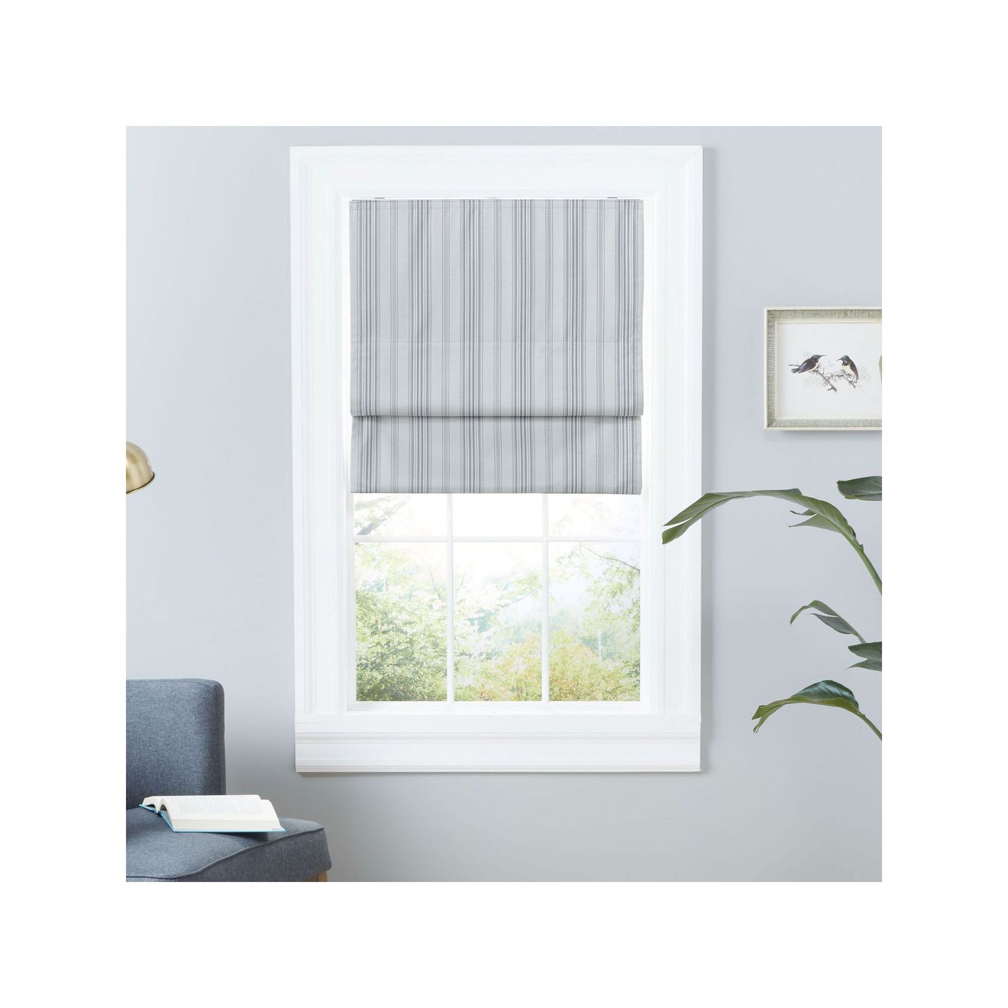Exclusive Home Ricardo Total Blackout Roman Shade, Gray