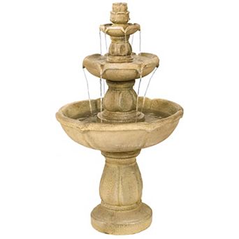 Sunnydaze 35" 3 tier Birds Delight Outdoor Water Fountain, Electric Pump