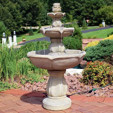 Sunnydaze Birds' Delight Fiberglass Outdoor 3-Tier Water Fountain