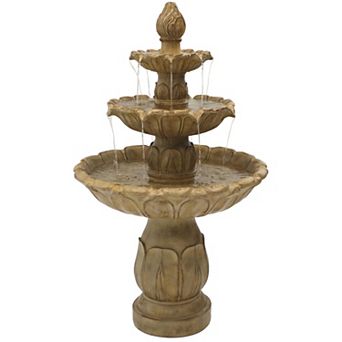 Sunnydaze Classic Tulip Polystone Outdoor 3 tier Fountain