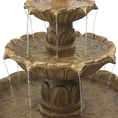 Sunnydaze Classic Tulip Polystone Outdoor 3-Tier Fountain