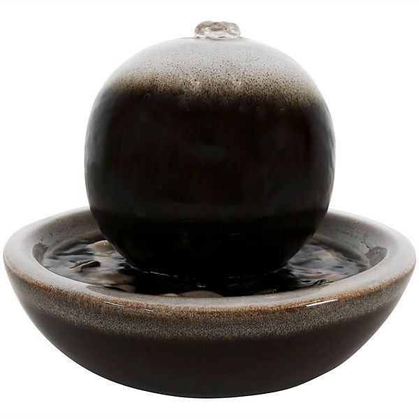 Sunnydaze Modern Orb Ceramic Indoor Water Fountain 7 in