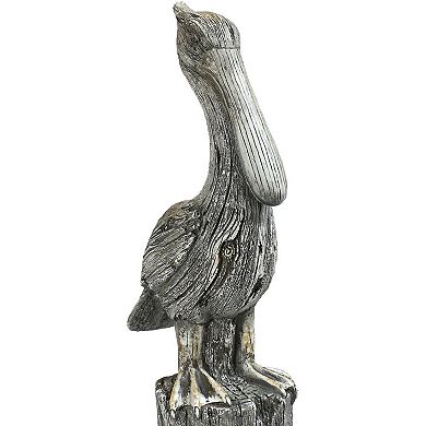 Sunnydaze Pelican Perch Outdoor Polystone Garden Statue - 22 in