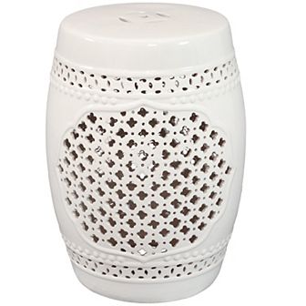 Sunnydaze 17.75 in Marrakesh Lattice Ceramic Glaze Garden Stool