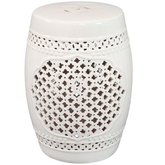 Sunnydaze 17.75 in Marrakesh Lattice Ceramic Glaze Garden Stool