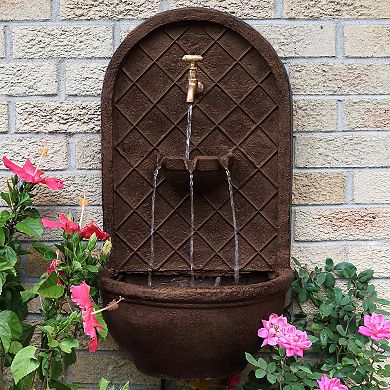 Sunnydaze Messina Outdoor Solar Wall Fountain with Battery