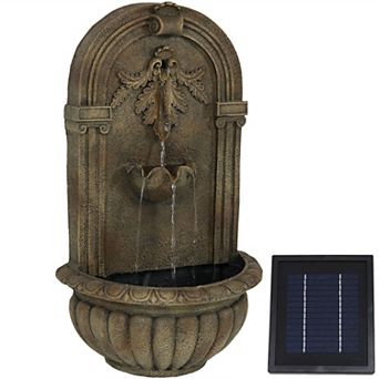 Sunnydaze Florence Outdoor Solar Wall Fountain with Battery Backup