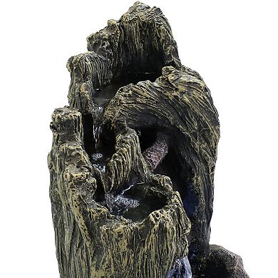 Sunnydaze Cavern of Mystery Waterfall Fountain with LED Lights - 28 in