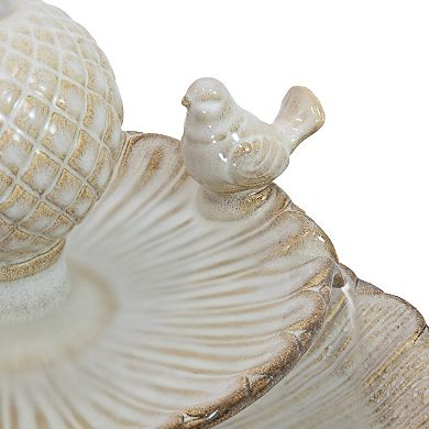Sunnydaze Resting Birds Ceramic Outdoor 2-Tier Water Fountain