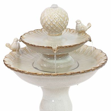 Sunnydaze Resting Birds Ceramic Outdoor 2-Tier Water Fountain
