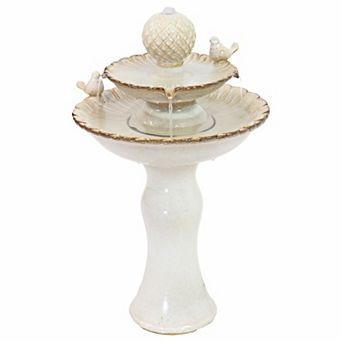 Sunnydaze Resting Birds Ceramic Outdoor 2 tier Water Fountain