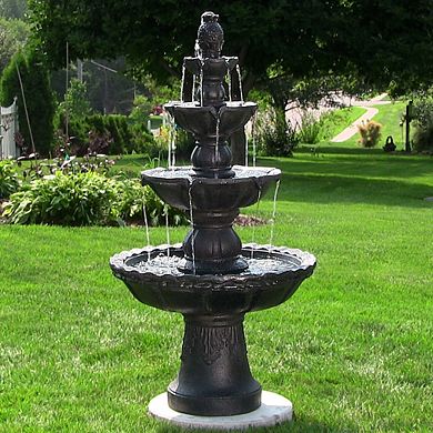 Sunnydaze Pineapple Resin Outdoor 4-Tier Water Fountain
