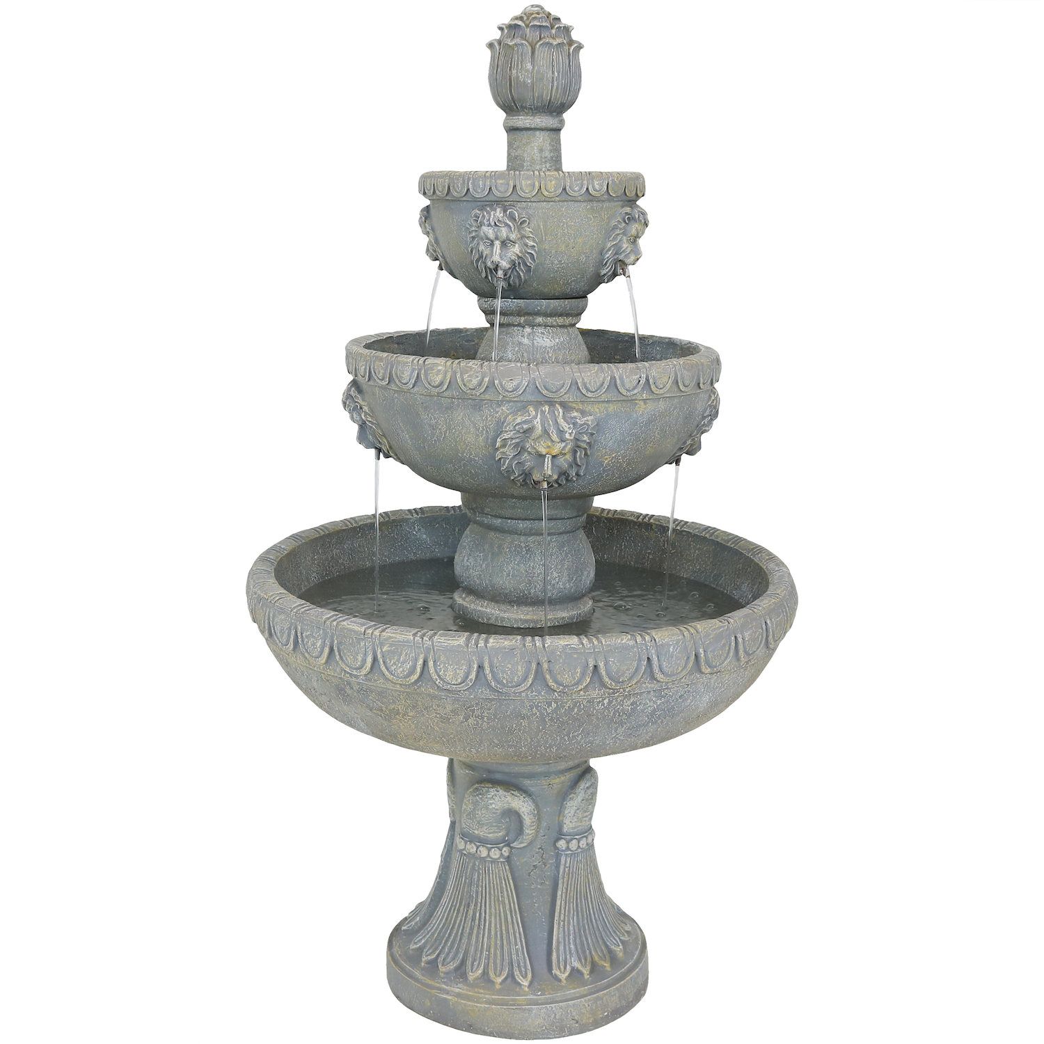 Sunnydaze Decor Grecian Column Inspired 3-Tier Outdoor Water Fountain