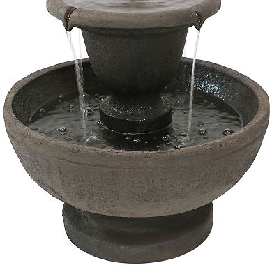 Sunnydaze Streaming Falls Polyresin Outdoor 2-Tier Water Fountain