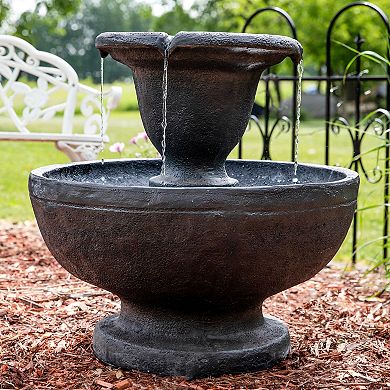 Sunnydaze Streaming Falls Polyresin Outdoor 2-Tier Water Fountain