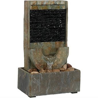 Sunnydaze Half Moon Slate Indoor Tabletop Water Fountain - 16 in