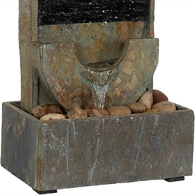 Sunnydaze Half Moon Slate Indoor Tabletop Water Fountain - 16 in