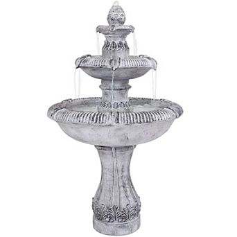 Sunnydaze Mediterranean 3 tier 45 in Concrete Outdoor Water Fountain - Gray