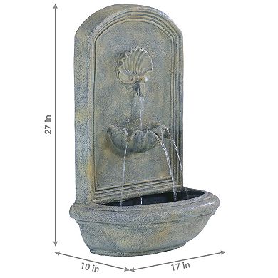 Sunnydaze Seaside Polystone Outdoor Wall Fountain - French Limestone