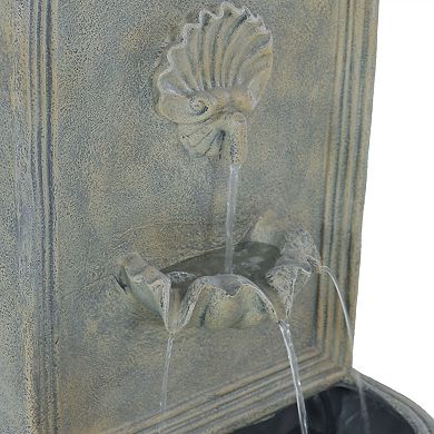 Sunnydaze Seaside Polystone Outdoor Wall Fountain - French Limestone