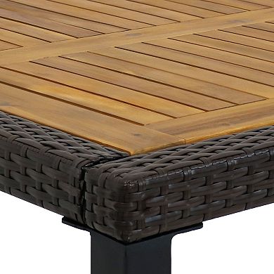 Sunnydaze Carlow 7-Piece Rattan and Acacia Outdoor Patio Set