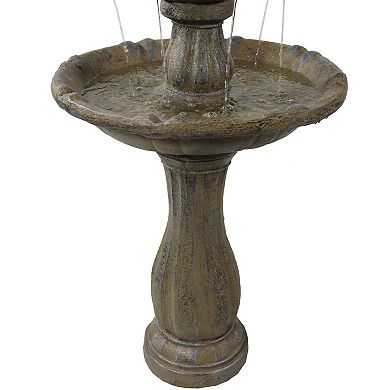 Sunnydaze Pineapple Outdoor 2-Tier Solar Fountain with Battery - Earth
