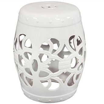 Sunnydaze 18 in Knotted Quatrefoil Ceramic Glaze Garden Stool