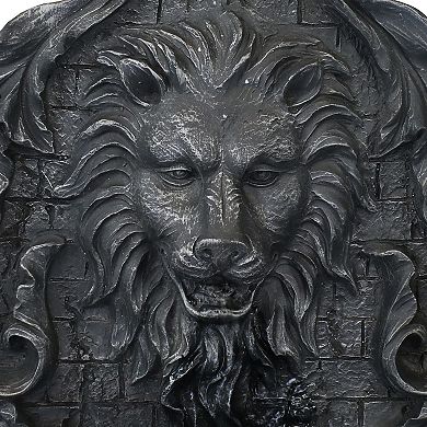 Sunnydaze Stoic Courage Lion Head Polyresin Outdoor Solar Wall Fountain