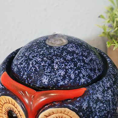 Sunnydaze Ceramic Owl Indoor Tabletop Water Fountain - 6-Inch