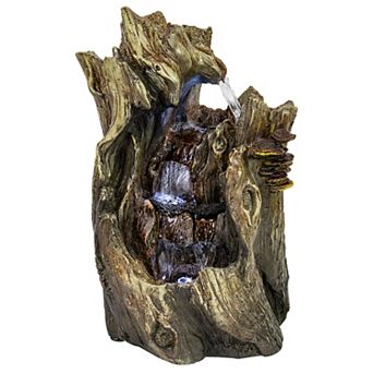 Sunnydaze Cascading Caves Polyresin Indoor Water Fountain with LED - 14 in