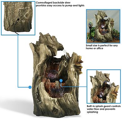 Sunnydaze Cascading Caves Polyresin Indoor Water Fountain with LED - 14 in
